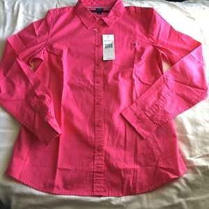 Tommy Hilfiger bright pink button down shirt